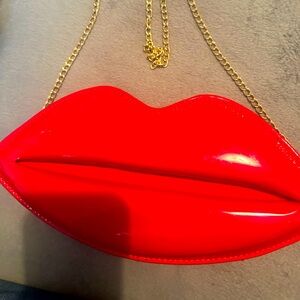Red Lip-Shaped Clutch